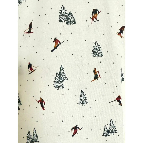 ROWM Men's Button-Down Long Sleeve Cotton White w All Over Ski Pattern Size L/T - Picture 2 of 6